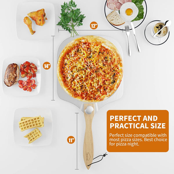 Pizza Peel 12 x 14 Inch Aluminum Metal Pizza Paddle