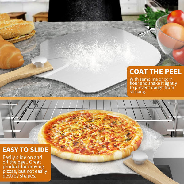 Pizza Peel 12 x 14 Inch Aluminum Metal Pizza Paddle